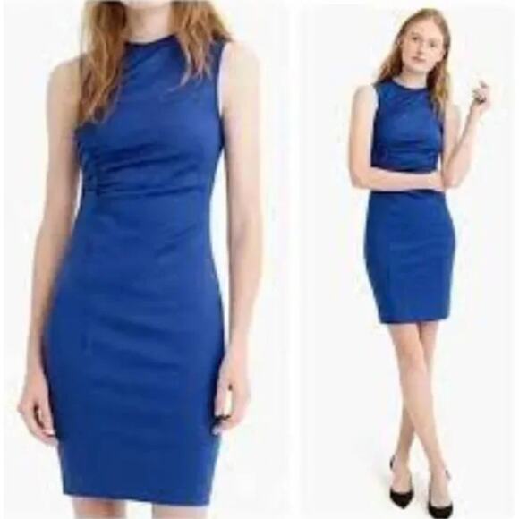 J. Crew Dresses & Skirts - J. Crew 365 Ruched Ponte Sheath Dress Blue Sleeveless K2197 Size 2